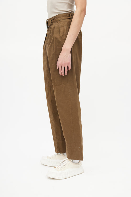 Lemaire Brown Pleated Belted Trouser