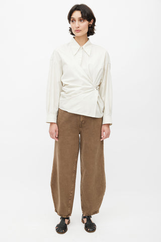 Lemaire Cream Asymmetrical Wrap Shirt