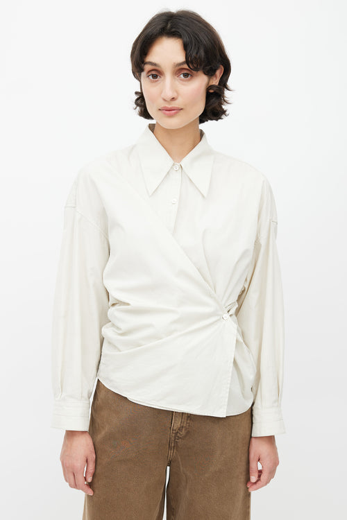 Lemaire Cream Asymmetrical Wrap Shirt