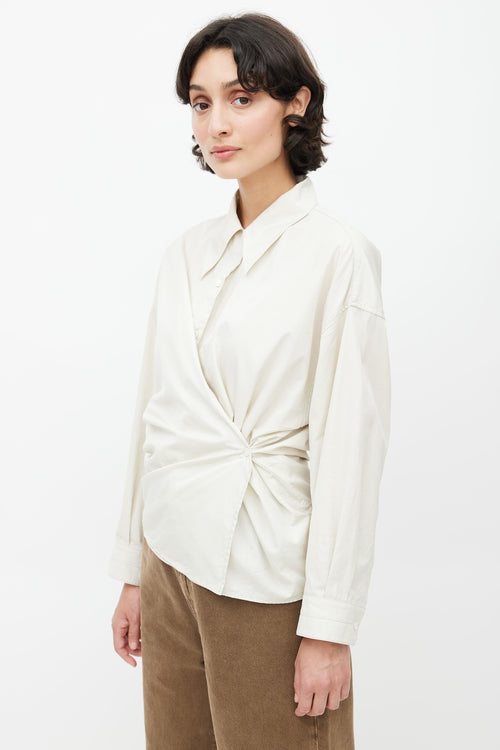 Lemaire Cream Asymmetrical Wrap Shirt