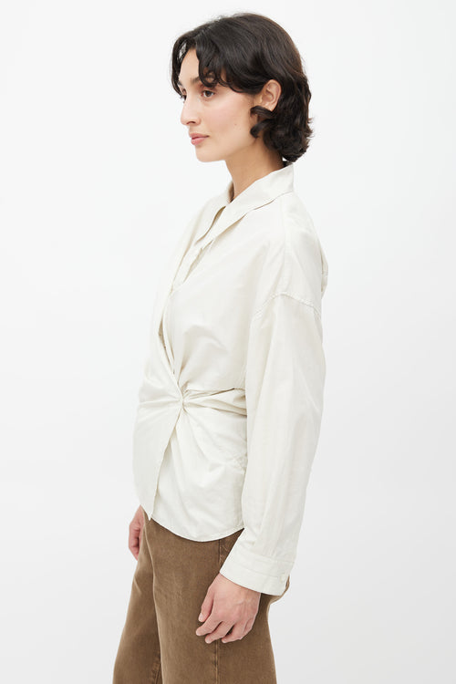 Lemaire Cream Asymmetrical Wrap Shirt