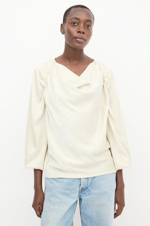 Lemaire Cream Satin Puffed Sleeve Top