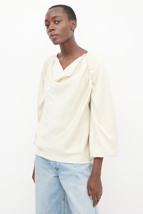 Lemaire Cream Satin Puffed Sleeve Top