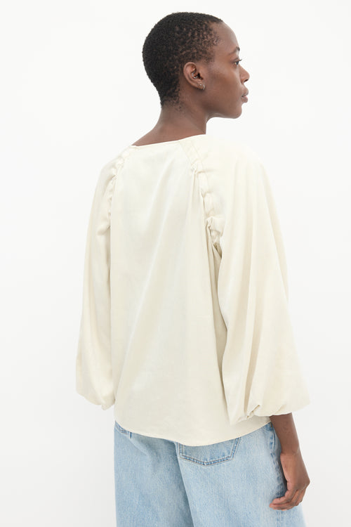 Lemaire Cream Satin Puffed Sleeve Top