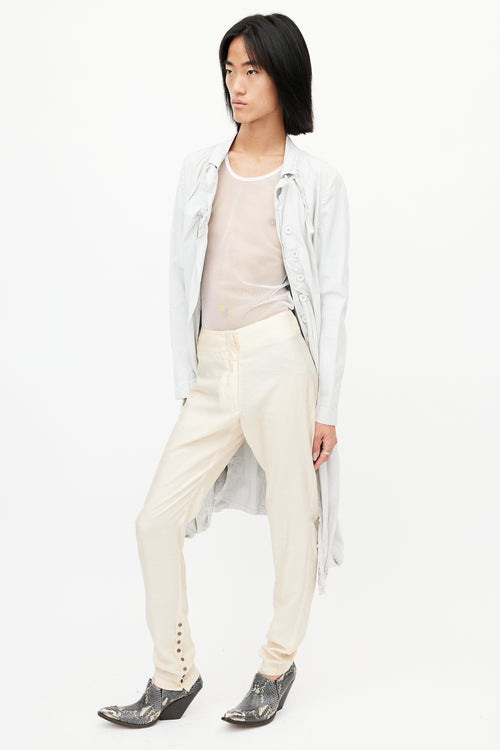 Lemaire Cream Buttoned Slim Trouser