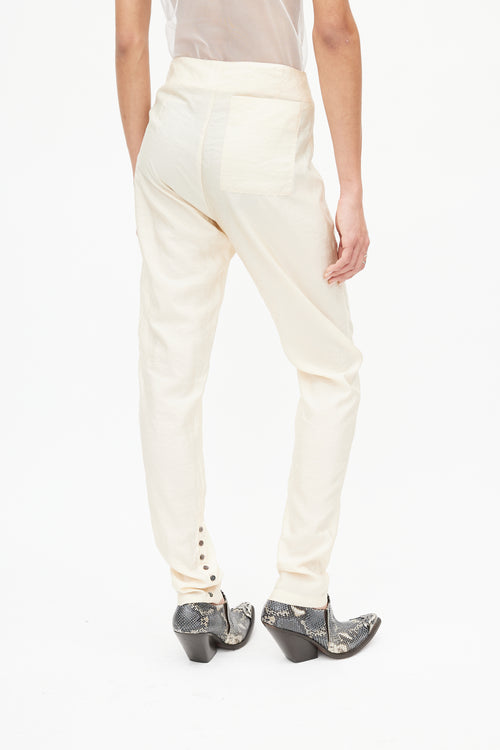 Lemaire Cream Buttoned Slim Trouser