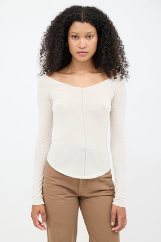 Lemaire Cream V-Neck Second Skin Top