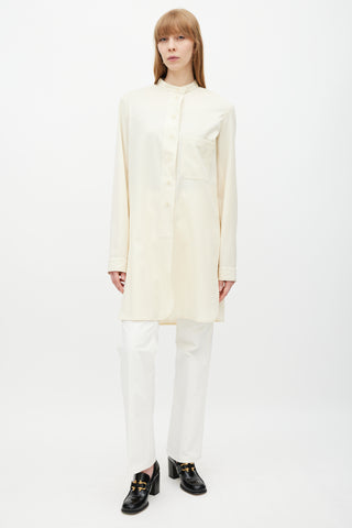 Lemaire Cream Wool One Pocket Shirt