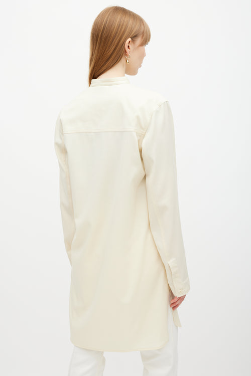 Lemaire Cream Wool One Pocket Shirt