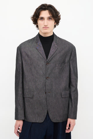 Lemaire Dark Grey Raw Denim Three Pocket Blazer