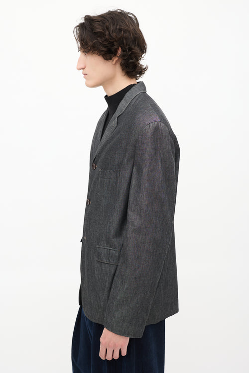 Lemaire Dark Grey Raw Denim Three Pocket Blazer