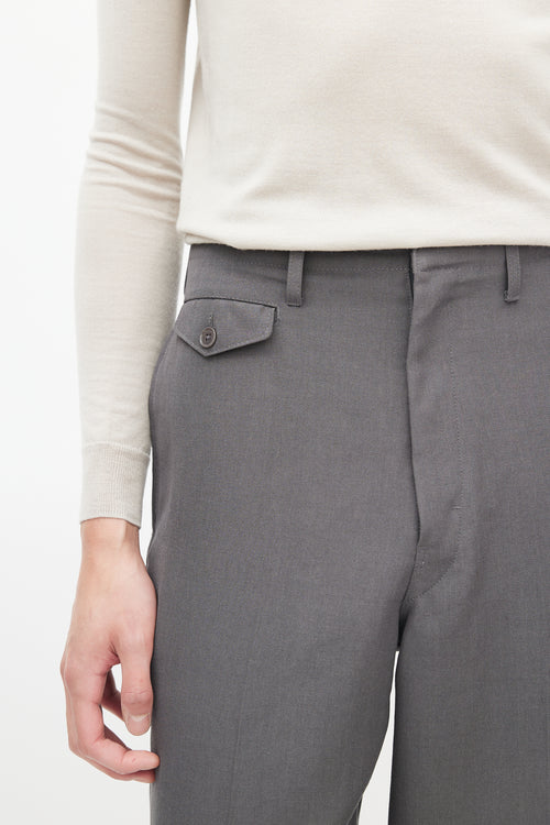 Lemaire Grey Wool Straight Leg Trouser