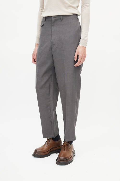 Lemaire Grey Wool Straight Leg Trouser