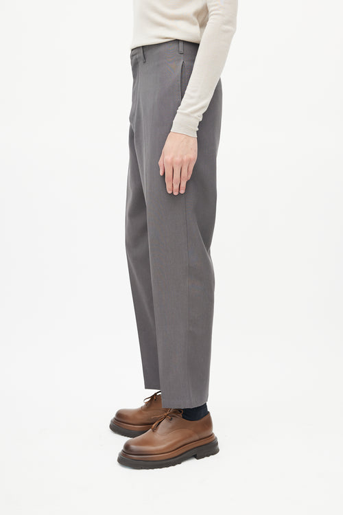 Lemaire Grey Wool Straight Leg Trouser