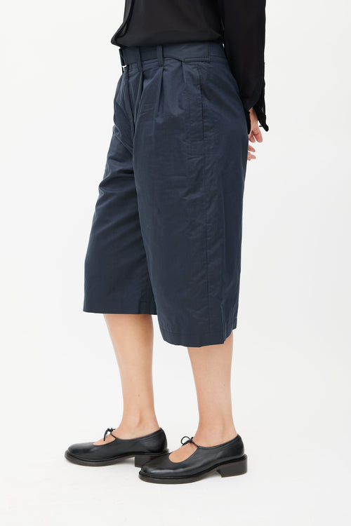 Lemaire Navy Belted Silk Short