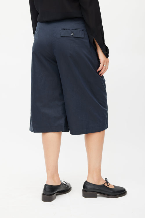 Lemaire Navy Belted Silk Short