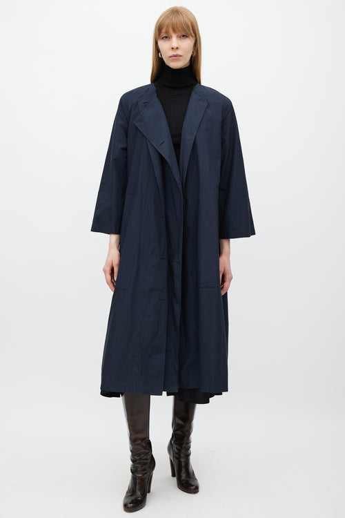 Lemaire Navy Double Placket Belted Dress