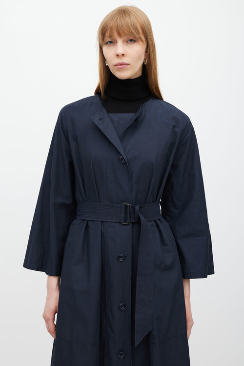 Lemaire Navy Double Placket Belted Dress