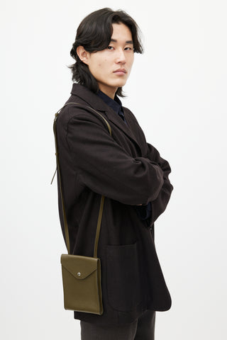 Lemaire Brown Enveloppe With Strap Leather Pouch