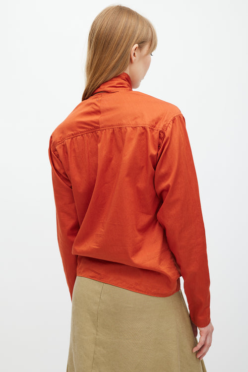 Lemaire Orange Cotton Tie Neck Top