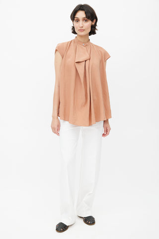 Lemaire Orange Silk Drape Blouse