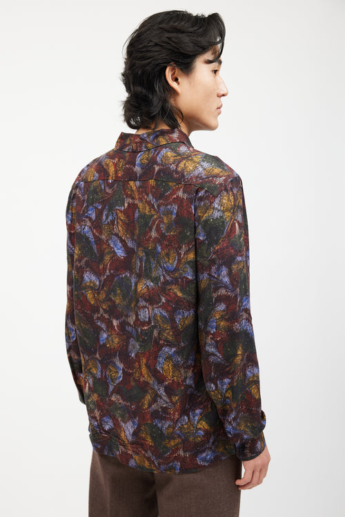 Lemaire Red 
Multicolour Marbled Pattern Shirt