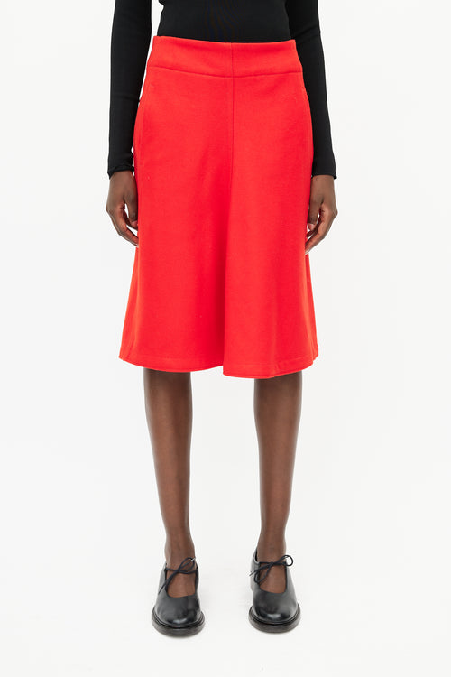 Lemaire Red Wool Skirt