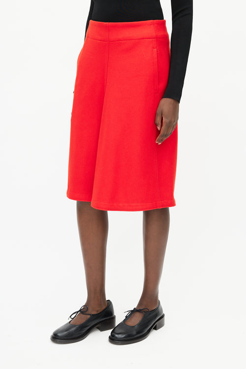 Lemaire Red Wool Skirt