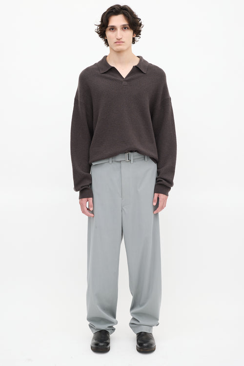 Lemaire Slate Grey Belted Loose Trousers