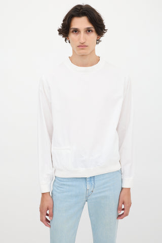 Lemaire White Cotton Zip Pocket Crewneck