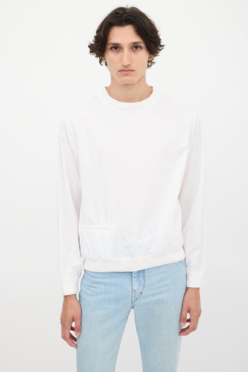 Lemaire White Cotton Zip Pocket Crewneck