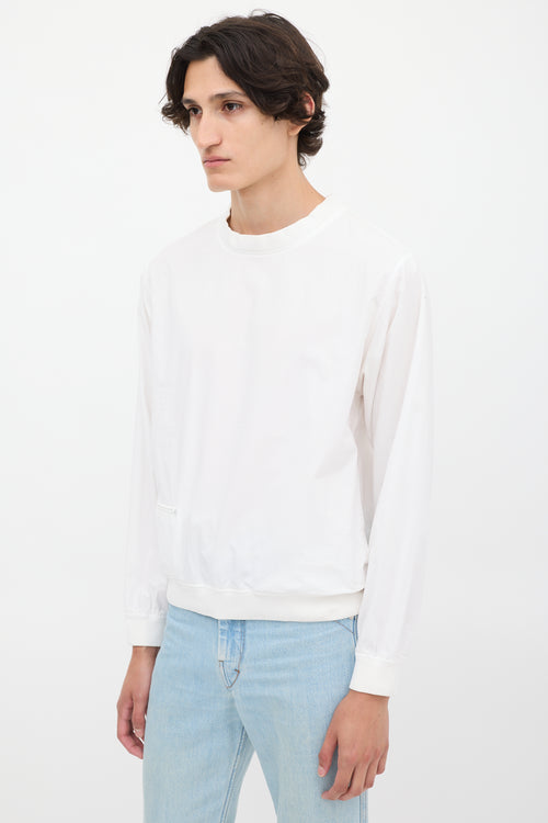 Lemaire White Cotton Zip Pocket Crewneck