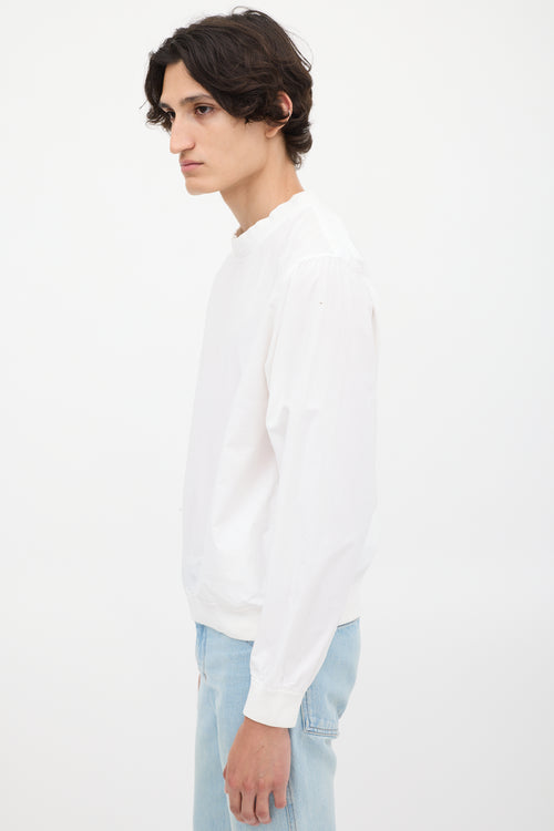 Lemaire White Cotton Zip Pocket Crewneck