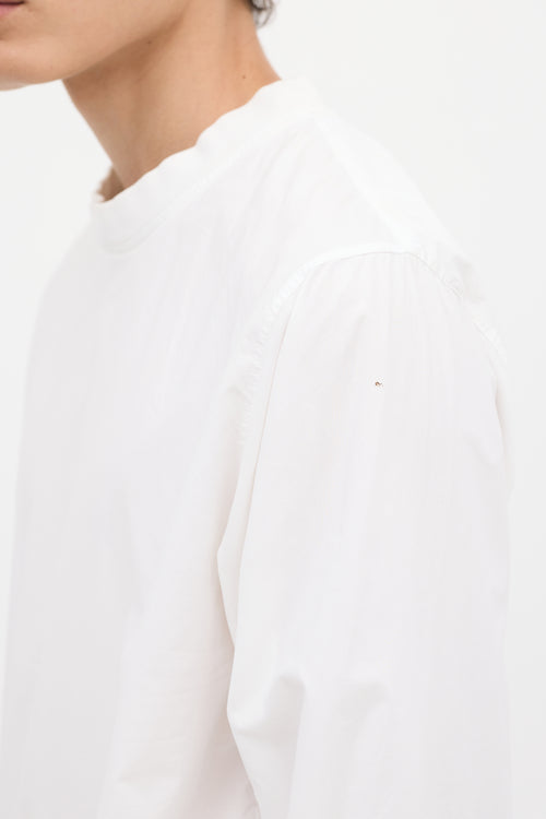 Lemaire White Cotton Zip Pocket Crewneck