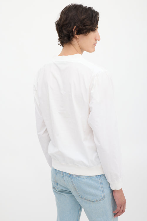 Lemaire White Cotton Zip Pocket Crewneck