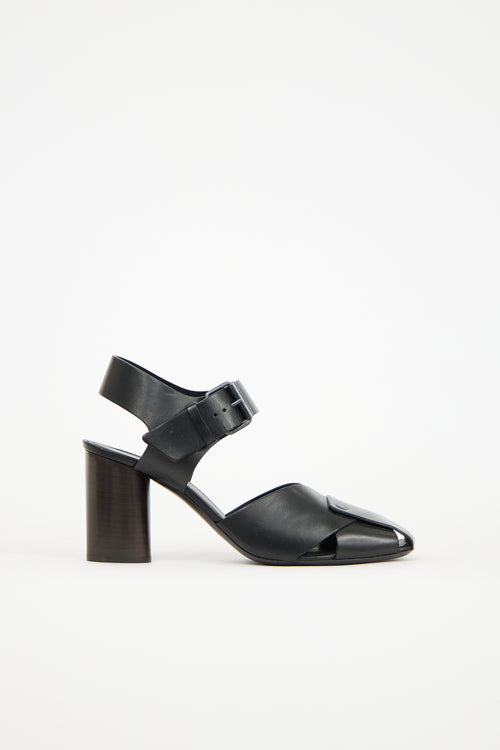 Lemaire Black Leather Buckled Heel