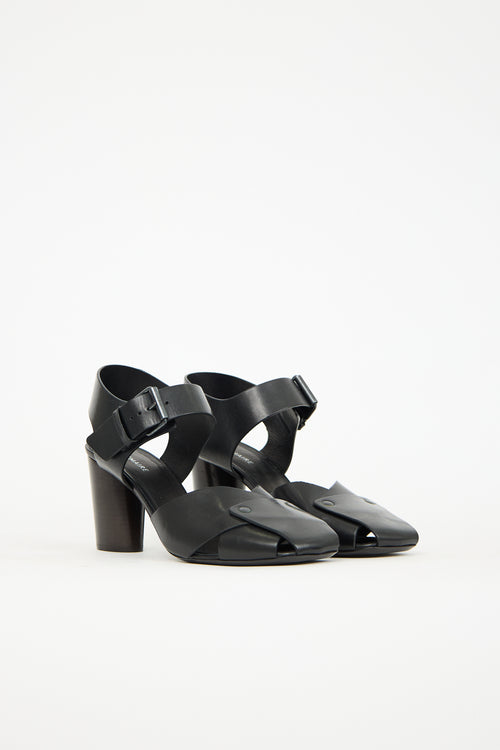 Lemaire Black Leather Buckled Heel