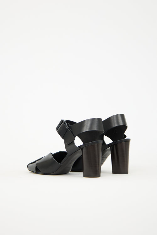 Lemaire Black Leather Buckled Heel