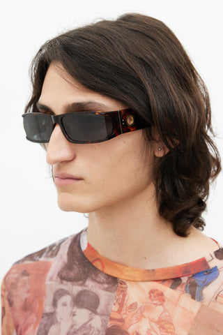 Linda Farrow Brown Mya Rectangular Sunglasses