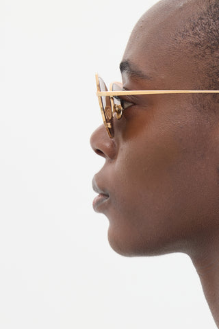 Linda Farrow Rose Gold Des Vouex Tapered Sunglasses