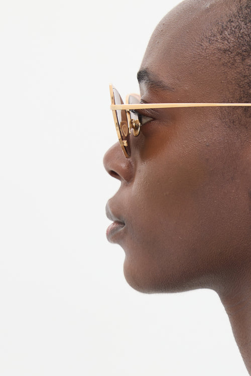 Linda Farrow Rose Gold Des Vouex Tapered Sunglasses