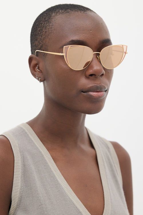 Linda Farrow Rose Gold Des Vouex Tapered Sunglasses