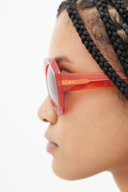 Linda Farrow x Dries Van Noten Red Round Sunglasses