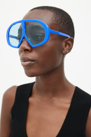 Linda Farrow x The Attico Blue Ibiza Aviator Sunglasses