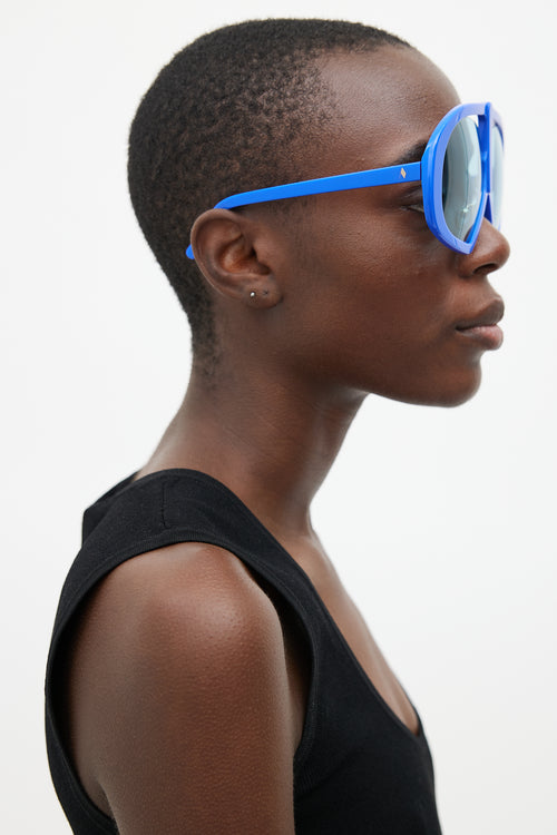 Linda Farrow x The Attico Blue Ibiza Aviator Sunglasses