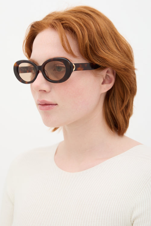 Linda Farrow X COS Brown Oval 1224608 Sunglasses