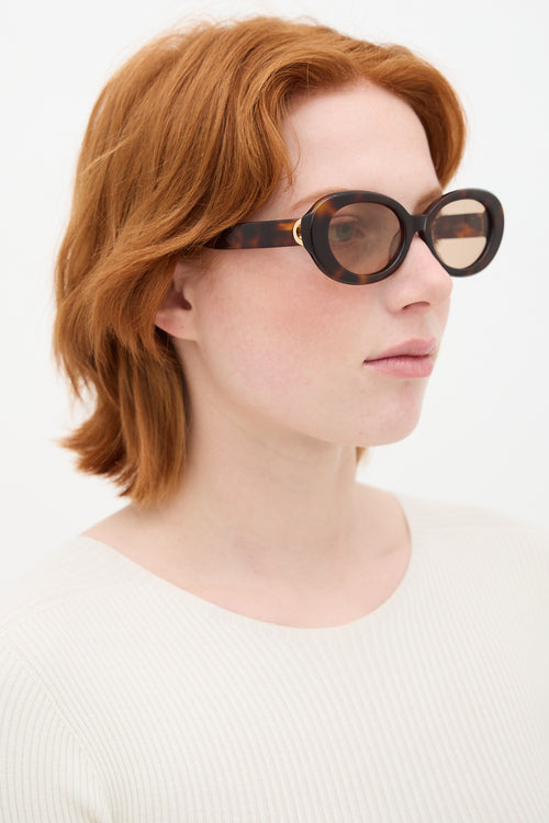 Linda Farrow X COS Brown Oval 1224608 Sunglasses