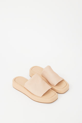 Loeffler Randall Beige Leather Square Toe Slide