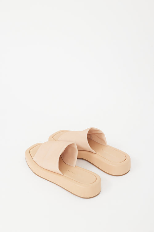 Loeffler Randall Beige Leather Square Toe Slide