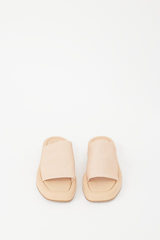 Loeffler Randall Beige Leather Square Toe Slide